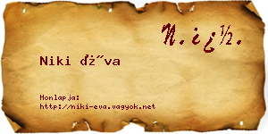 Niki Éva névjegykártya